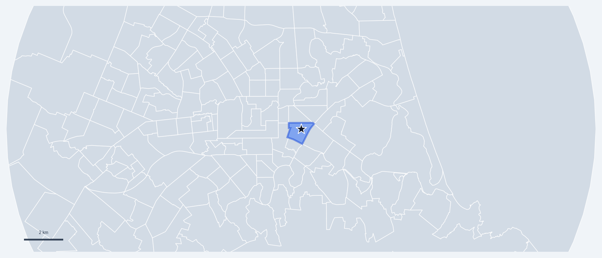 Census area boundary map